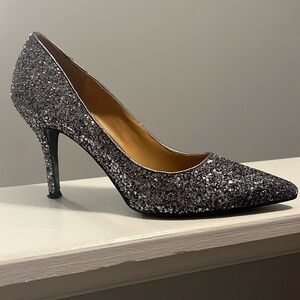 Nine West Silver Glitter Heels